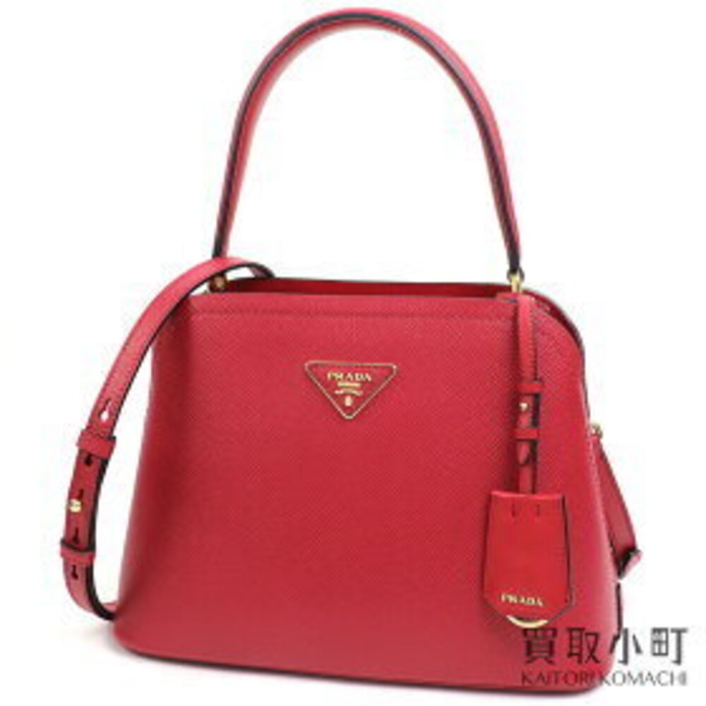 Prada Matinee Bag Saffiano Leather Triangle Logo Red Shoulder Crossbody Handbag